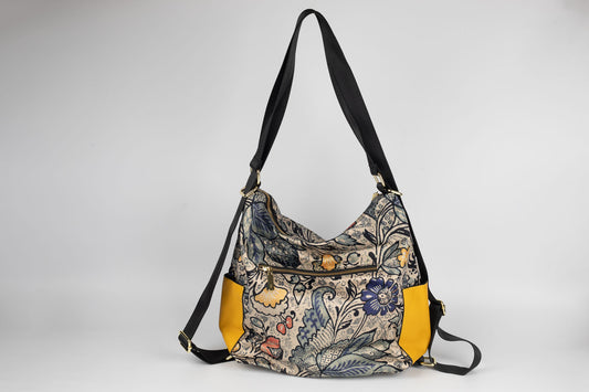 geanta/rucsac din piele naturală cu textil FENIX FASHION 2222 GREY