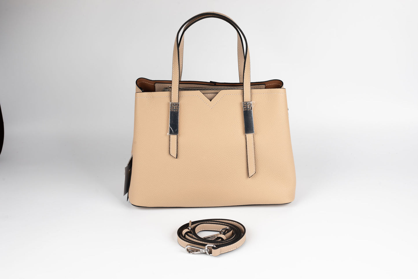 Geanta din piele naturală FENIX FASHION 77025 APRICOT