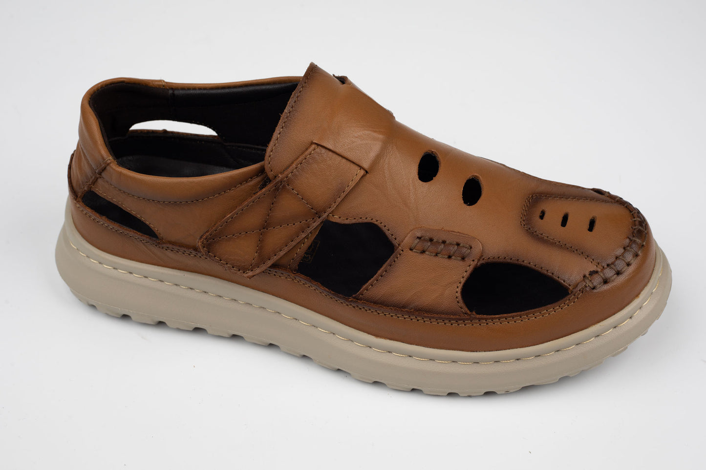 Pantofi barbati perforați din piele naturală MELS 99616 MARO