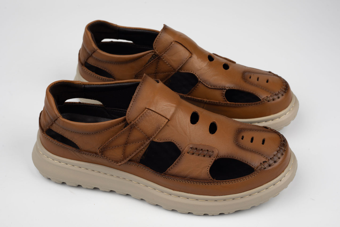 Pantofi barbati perforați din piele naturală MELS 99616 MARO