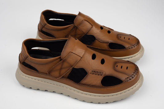 Pantofi barbati perforați din piele naturală MELS 99616 MARO