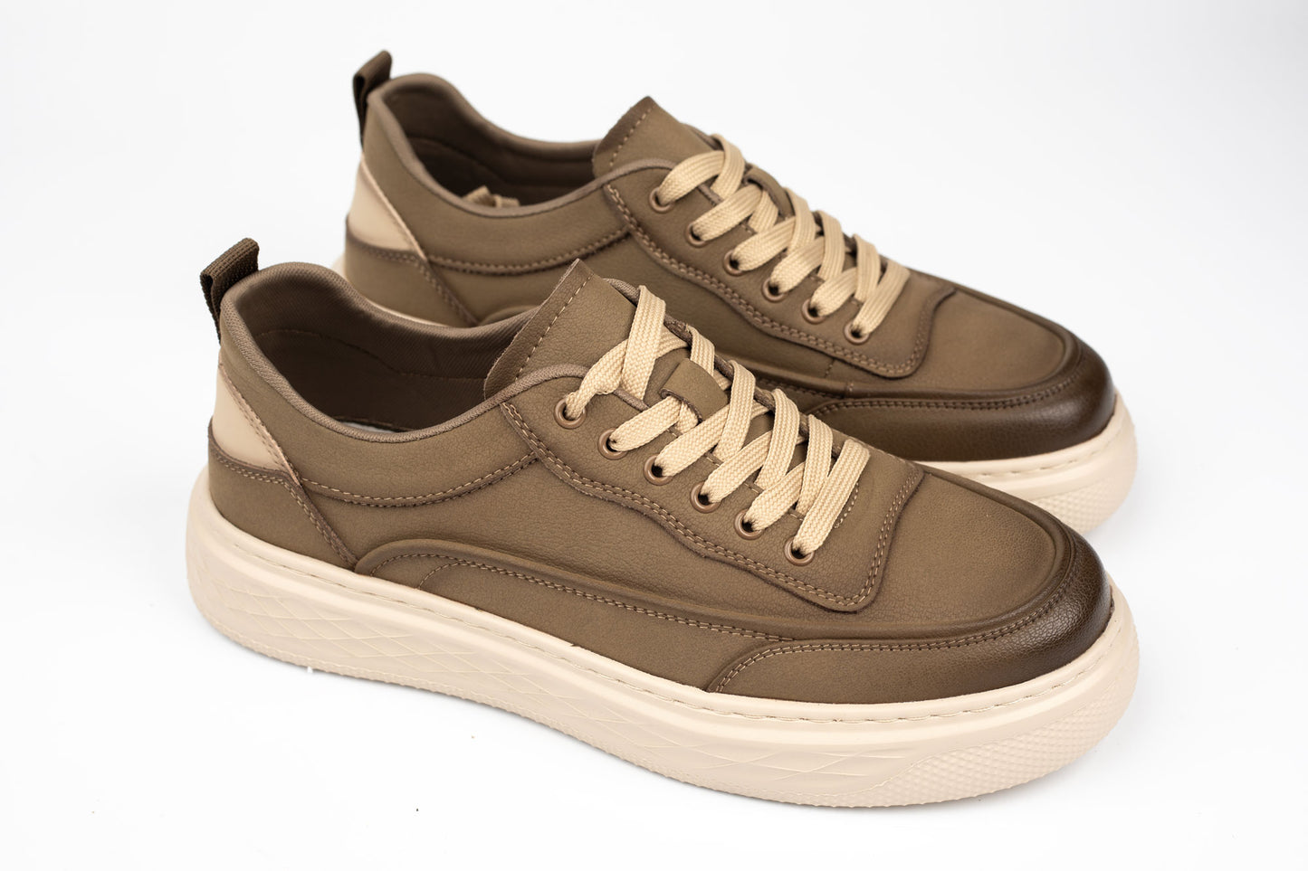 Pantofi casual  din piele naturală  MELS 18008 Khaki