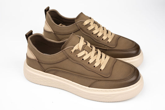 Pantofi casual  din piele naturală  MELS 18008 Khaki