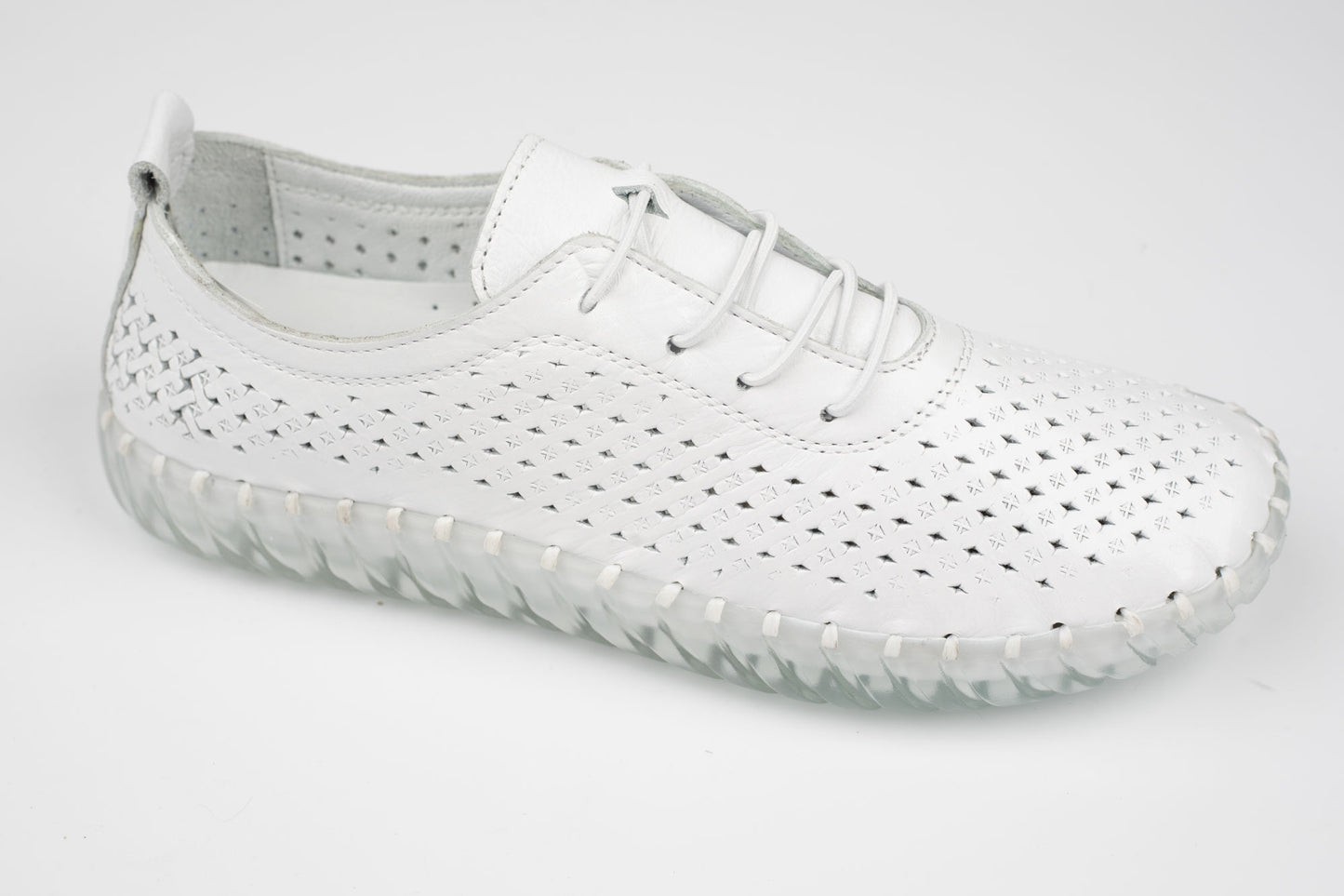 Pantofi damă piele naturală perforați BIOFLEX 200 alb