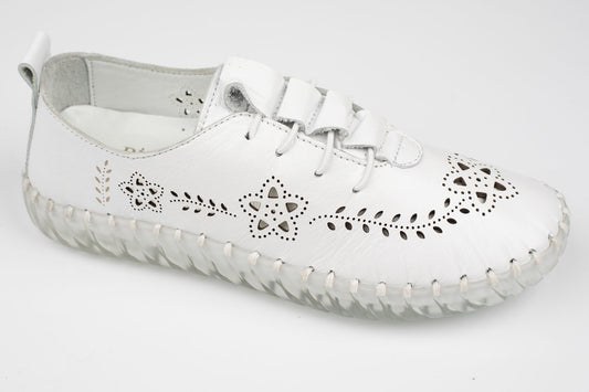 Pantofi dama piele naturală perforata BIOFLEX 827 Alb