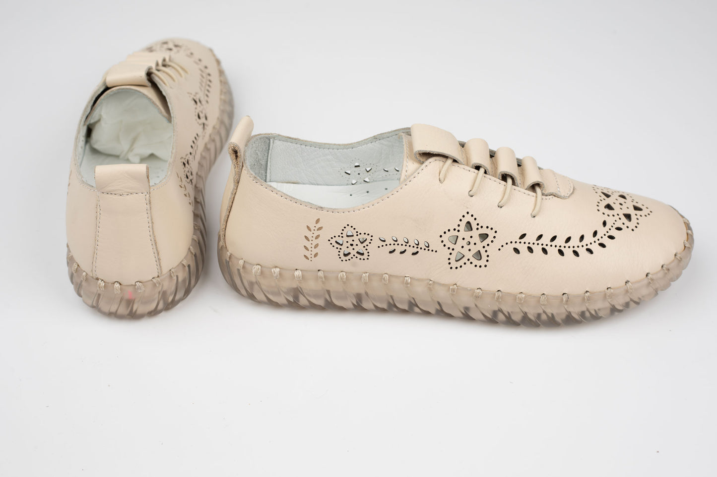 Pantofi dama piele naturală perforata BIOFLEX 827 Bej