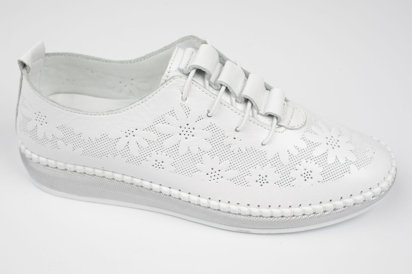 Pantofi damă piele naturală perforați BIOFLEX 116 Alb