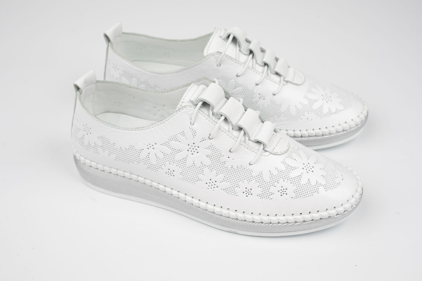 Pantofi damă piele naturală perforați BIOFLEX 116 Alb