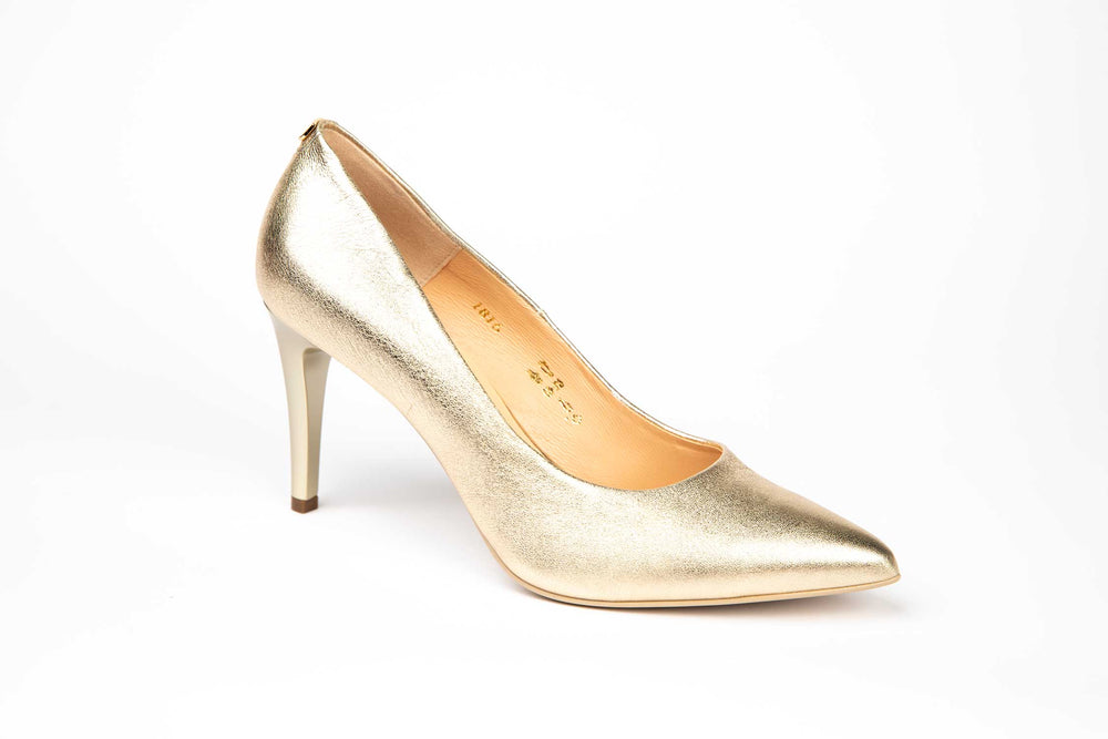 Pantofi eleganti dama din piele naturala SALA 1816 auriu cristal