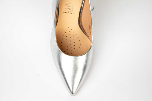 Pantofi eleganti dama din piele naturala SALA 9457 argintiu