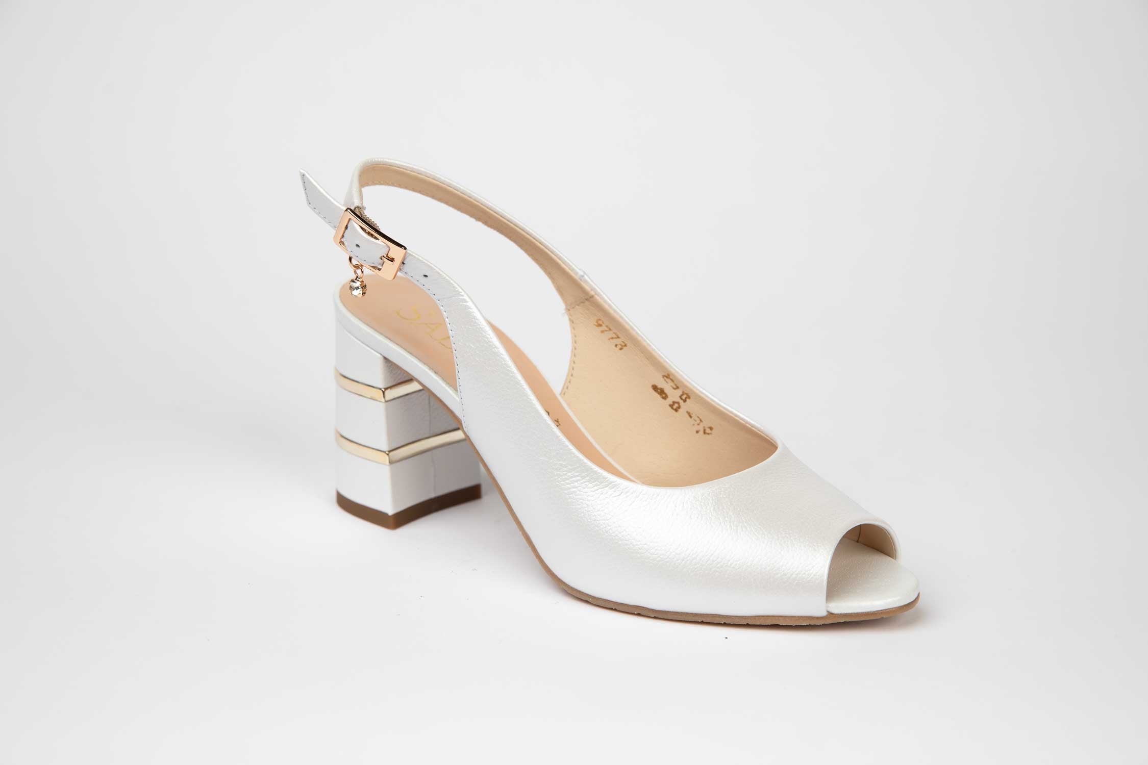 Sandale dama elegante din piele naturala SALA 9773 alb sidef