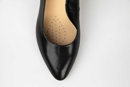 Pantofi dama decupati eleganti din piele naturala SALA 20006 negru sidef