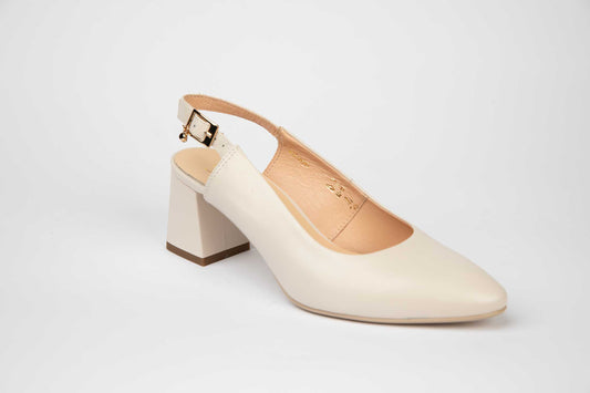 Pantofi dama decupati eleganti din piele naturala SALA 20006 crem