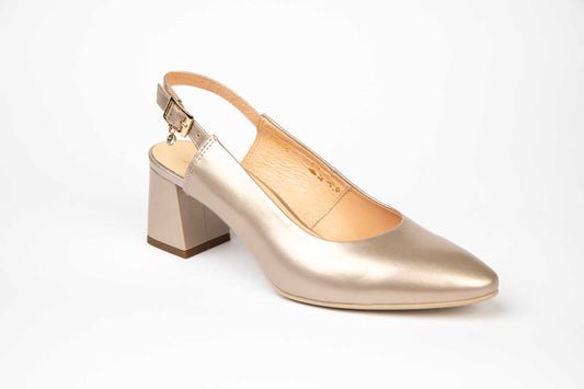 Pantofi dama decupati eleganti din piele naturala SALA 20006 auriu