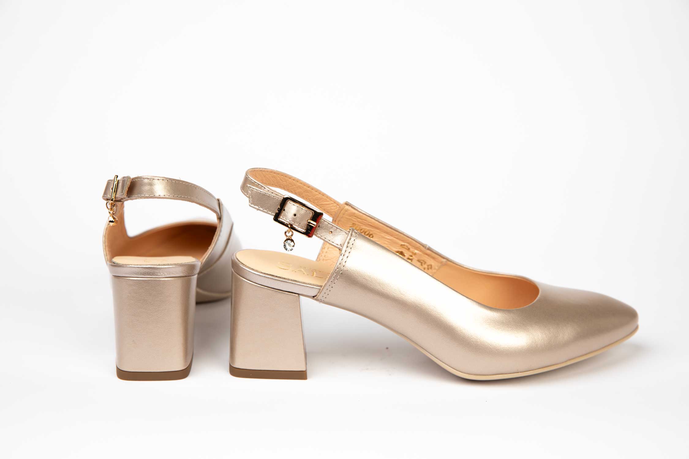 Pantofi dama decupati eleganti din piele naturala SALA 20006 auriu