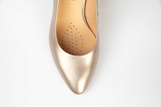 Pantofi dama decupati eleganti din piele naturala SALA 20006 auriu