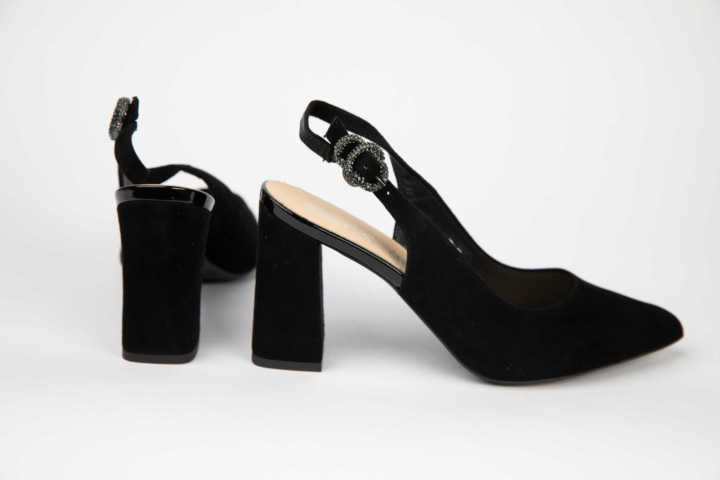 Pantofi dama decupati eleganti din piele naturala SALA 20180 negru velur