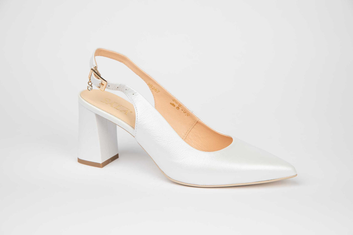 Elegant cut-out bridal shoes made of genuine leather SALA 20267 white