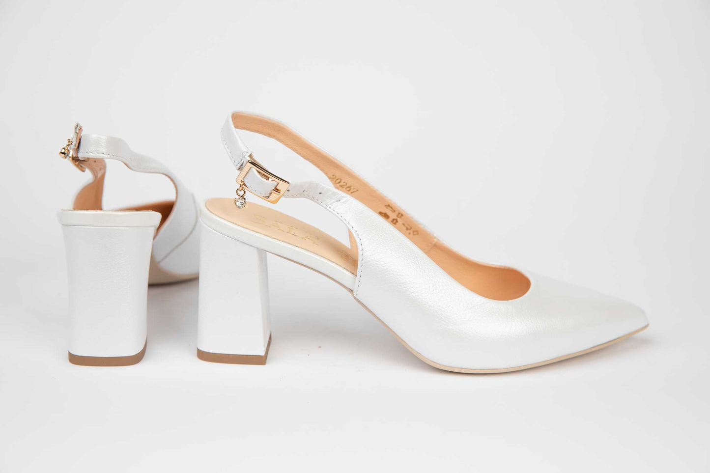 Elegant cut-out bridal shoes made of genuine leather SALA 20267 white