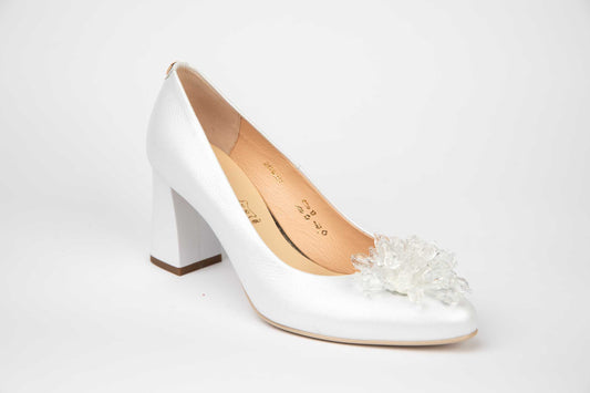 Pantofi mireasa piele naturala SALA 20430 alb accesoriu