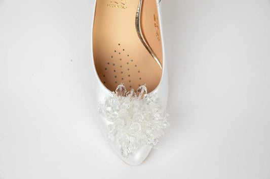 Pantofi mireasa piele naturala SALA 20430 alb accesoriu