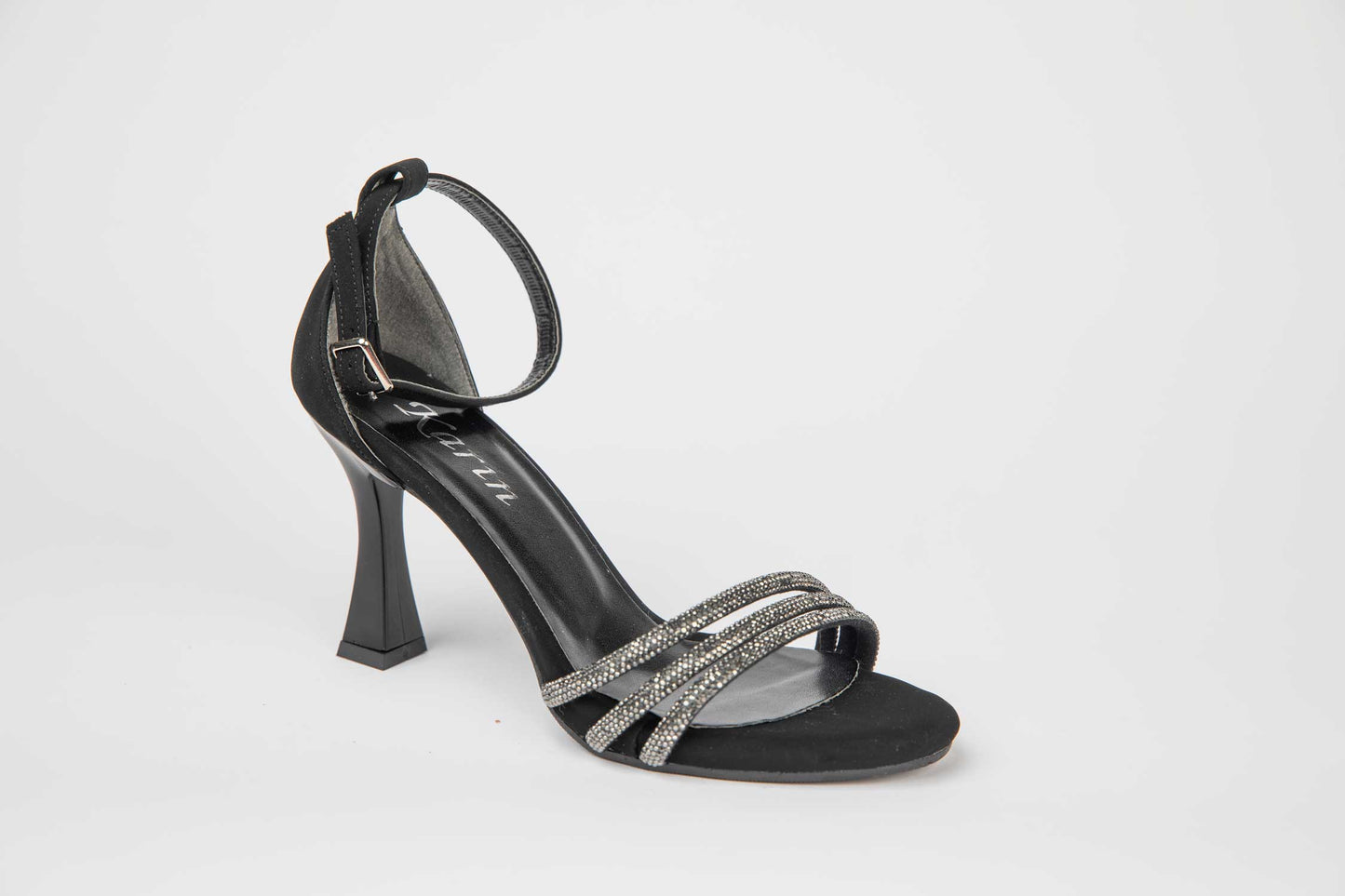 Elegant women's sandals made of eco-leather KARIN 503 black velour