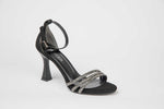 Sandale dama elegante din piele ecologica  KARIN 503 negru velur