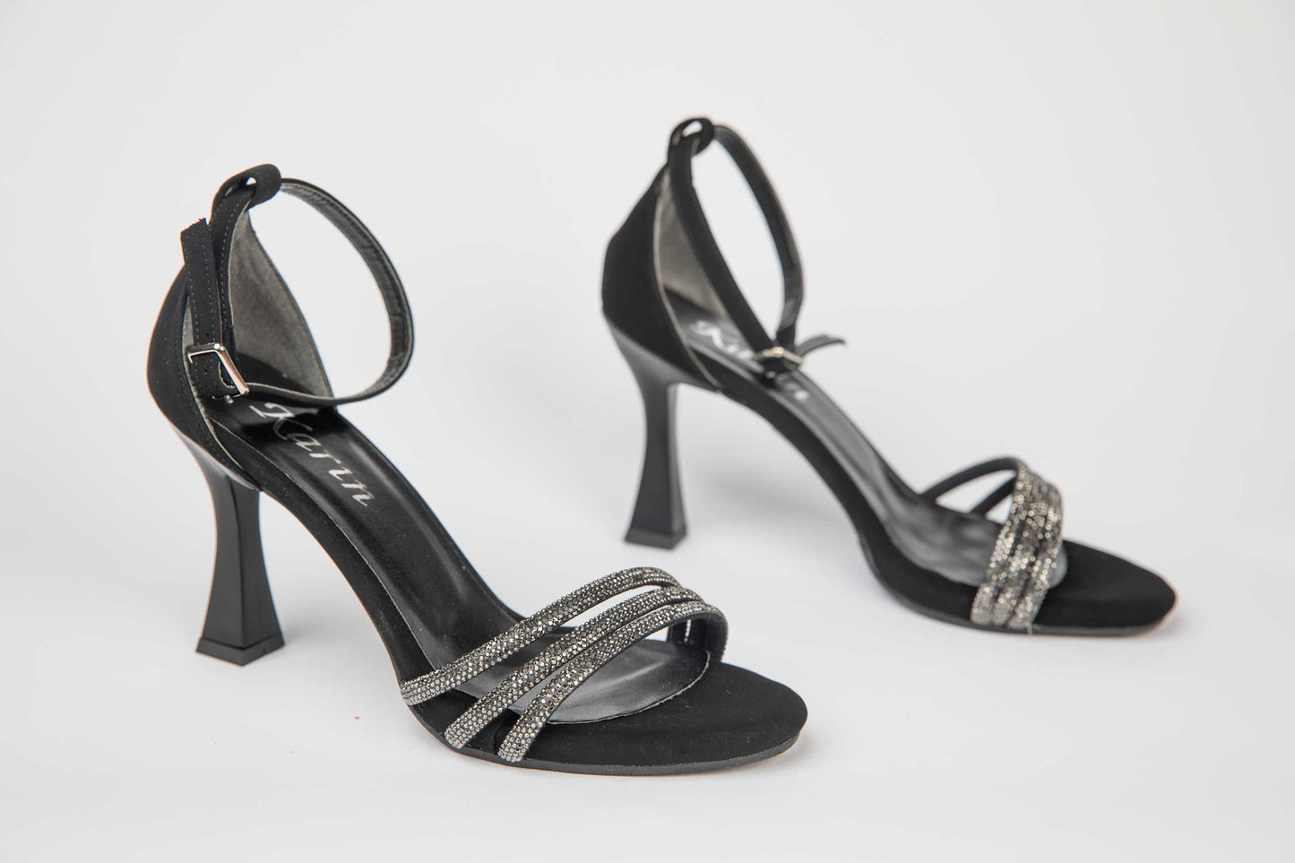 Elegant women's sandals made of eco-leather KARIN 503 black velour