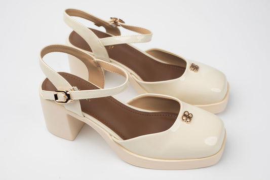 Pantofi damă piele naturală lăcuită FEELING 3533 Bej