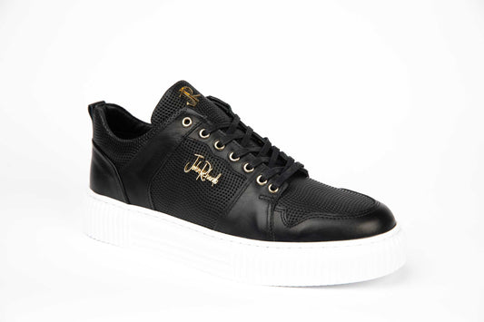 Pantofi barbati casual din piele naturala JOHN RICHARDO  402 negru (Black)