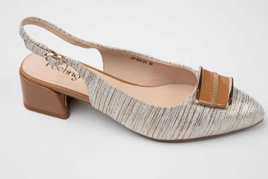 Pantofi damă piele naturală FEELING 26-523 Gold