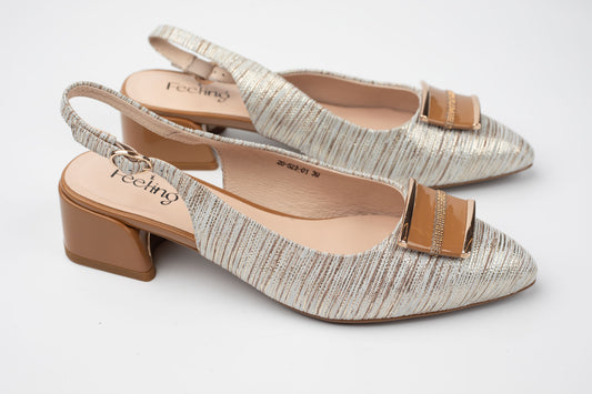 Pantofi damă piele naturală FEELING 26-523 Gold