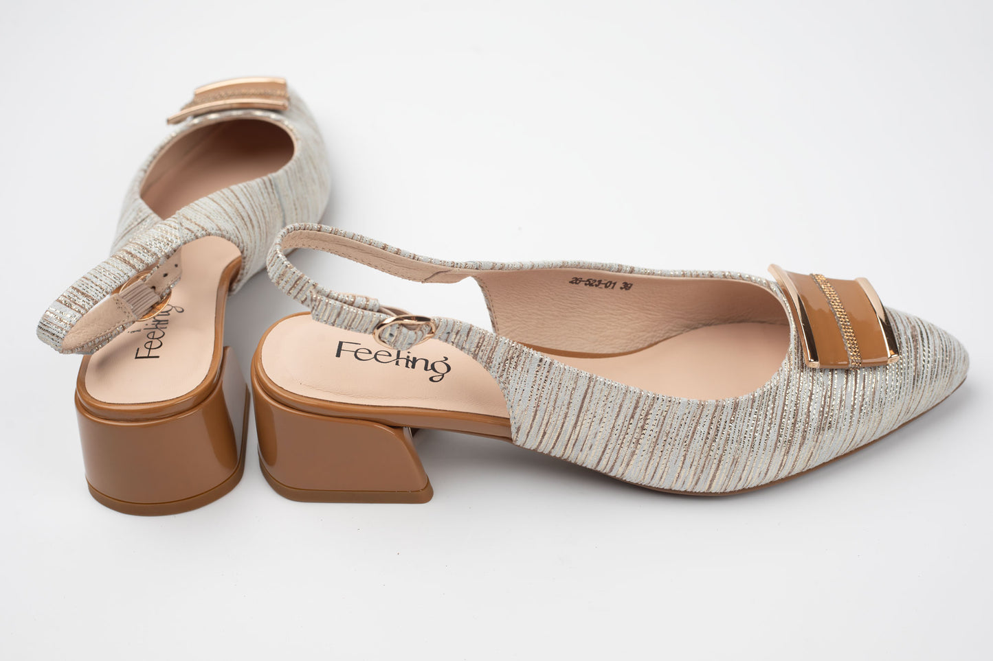 Pantofi damă piele naturală FEELING 26-523 Gold