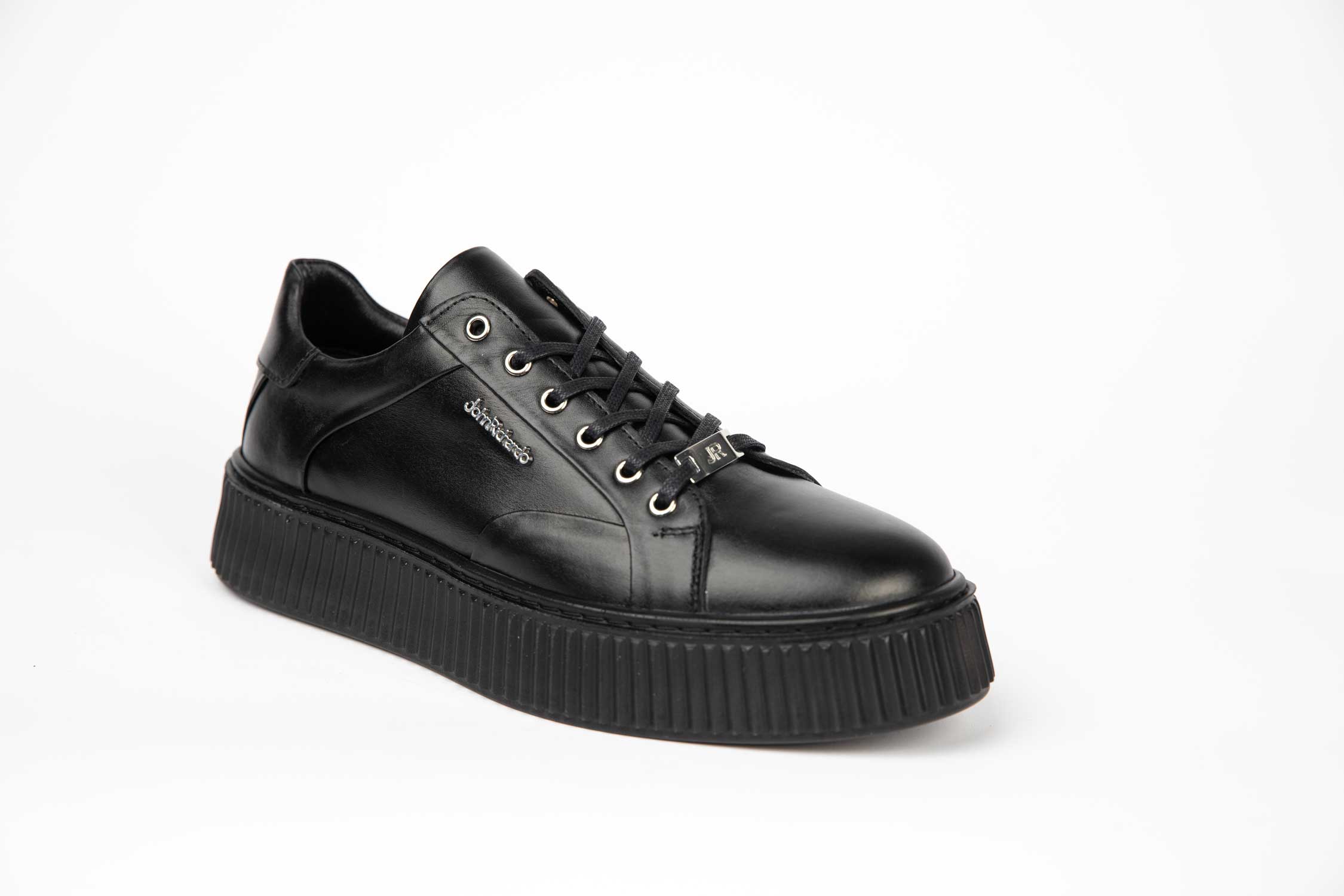 Pantofi barbati casual din piele naturala JOHN RICHARDO 138 negru (Black)