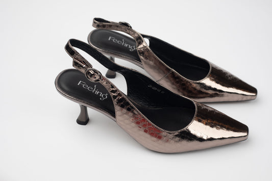 Pantofi damă piele naturală FEELING 26-588 Gold