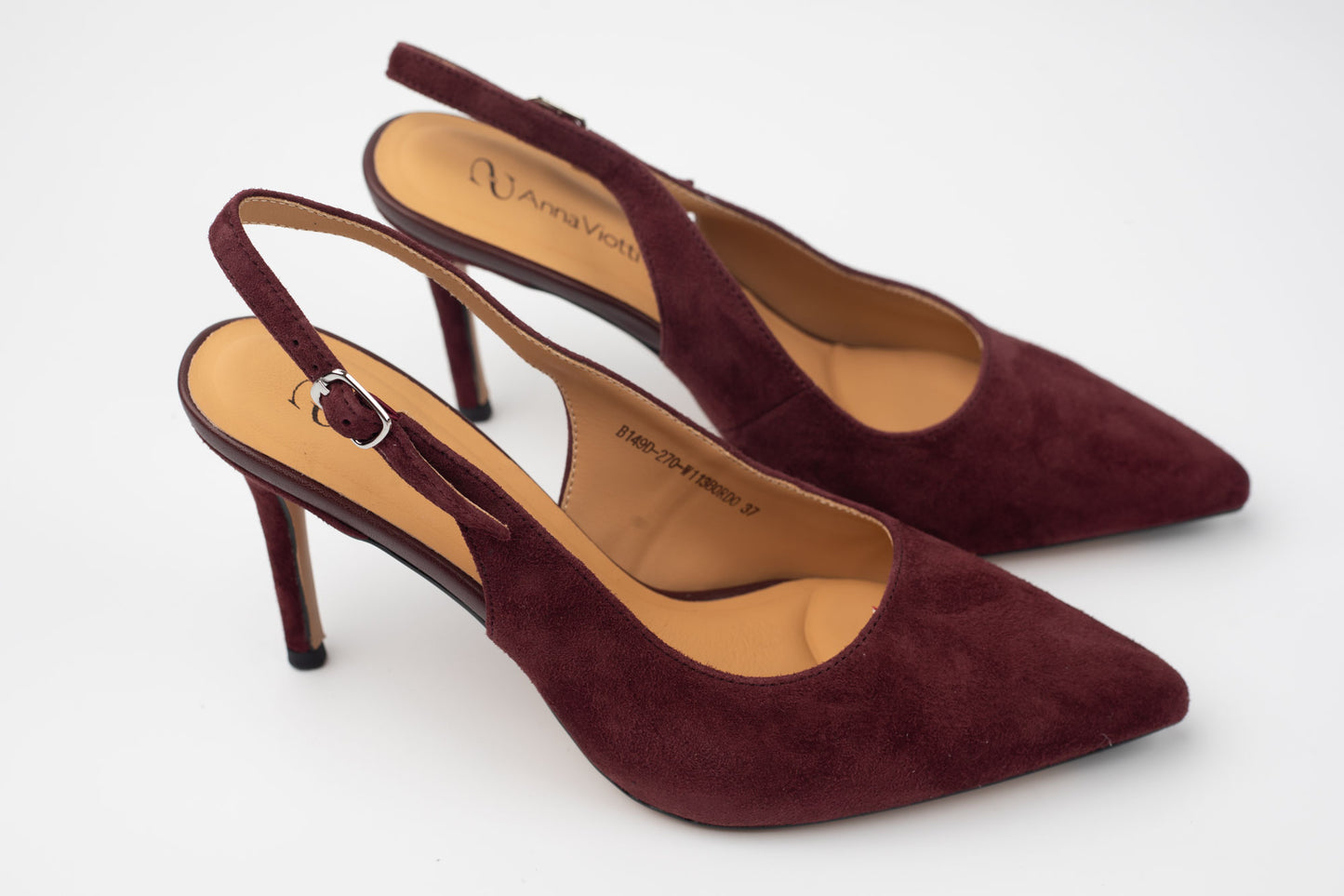 Pantofi damă piele naturală întoarsă ANNA VIOTI 140-270 Bordo vel