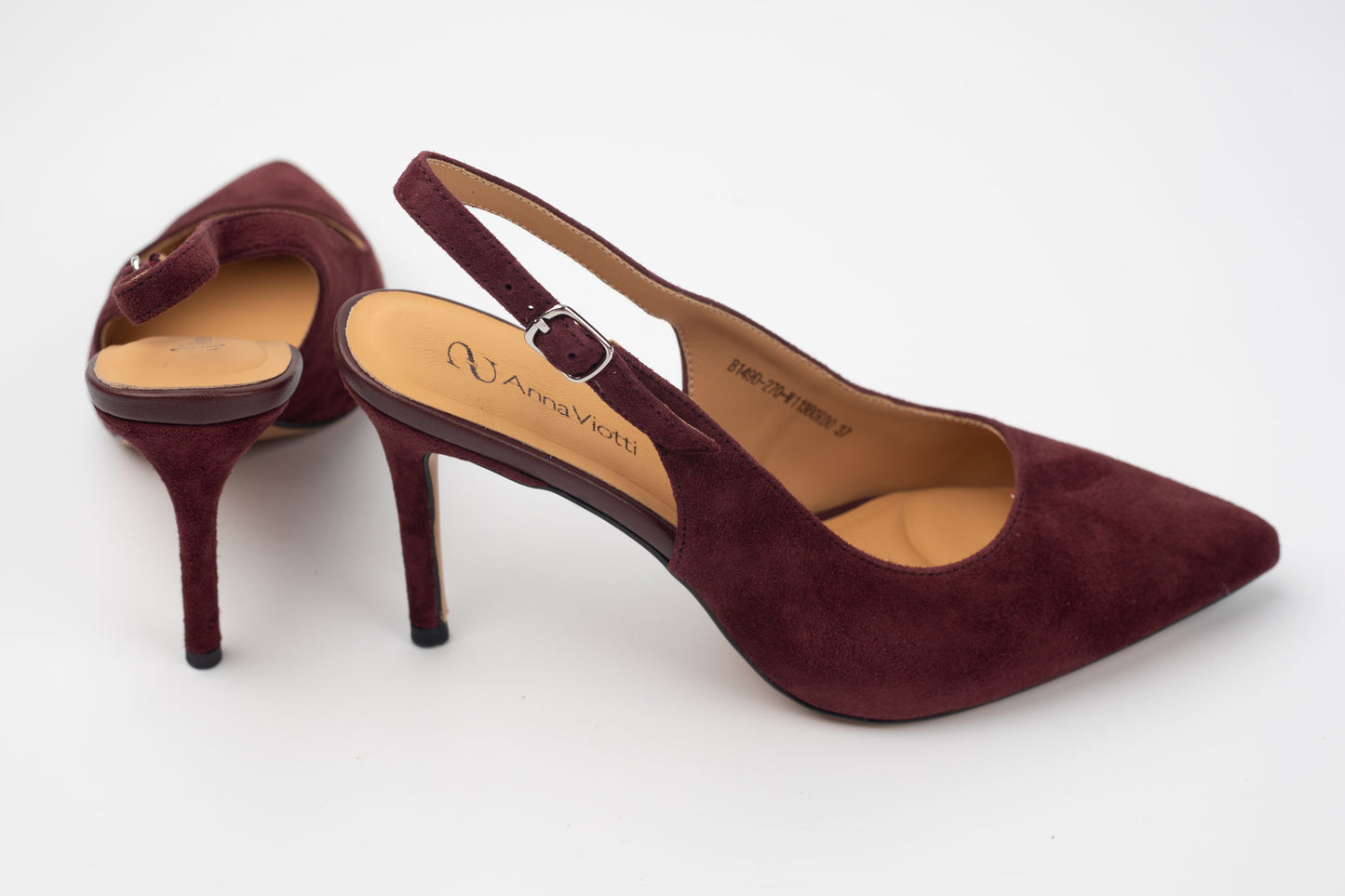 Pantofi damă piele naturală întoarsă ANNA VIOTI 140-270 Bordo vel