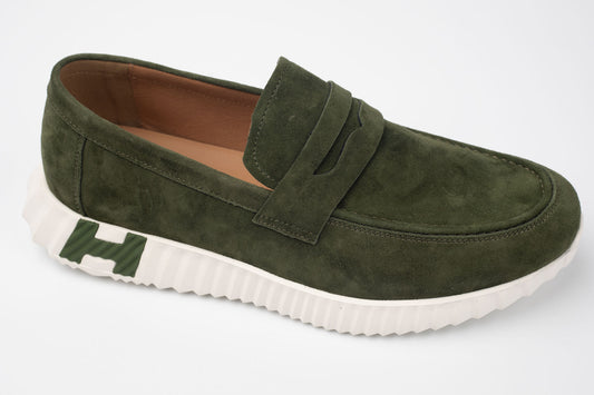 Pantofi bărbați piele naturală întoarsă FRANCO GERARDO 25860 Verde vel