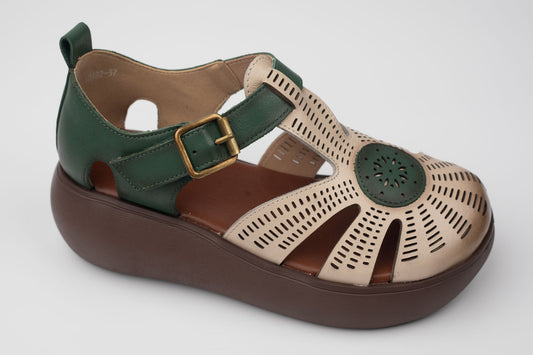 Sandale dama piele naturala FRANCO GERARDO 19682 Crem verde