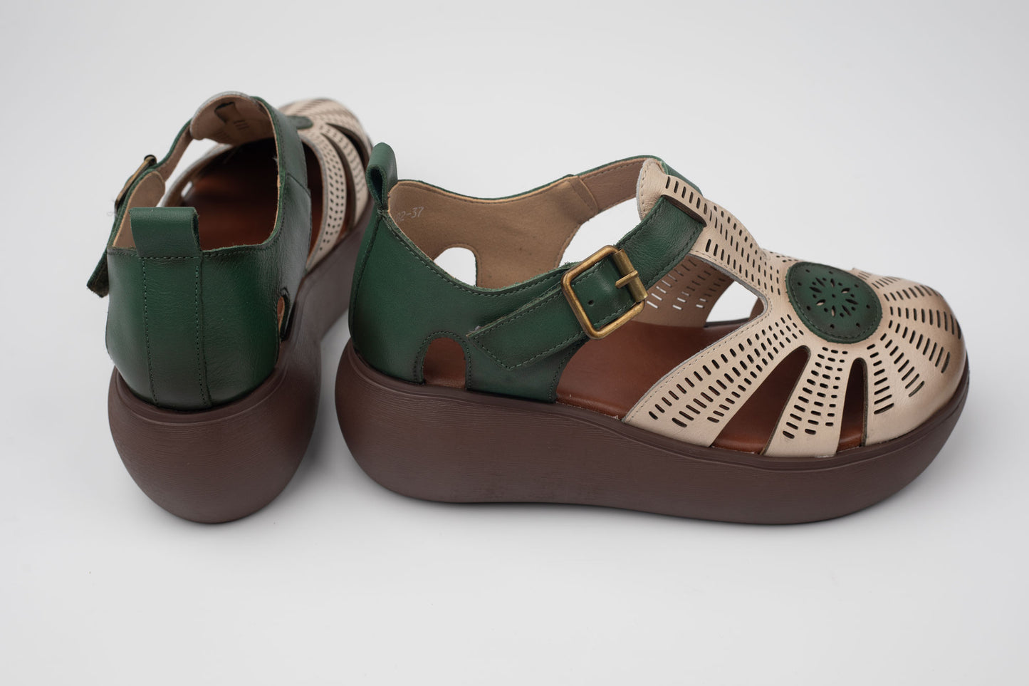 Sandale dama piele naturala FRANCO GERARDO 19682 Crem verde