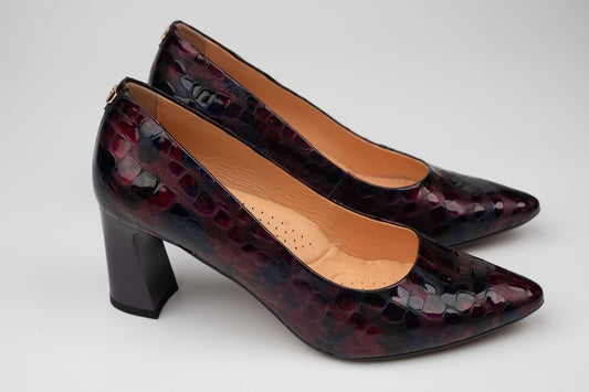 Pantofi dama din piele naturala PULSO 1576 Mov croco