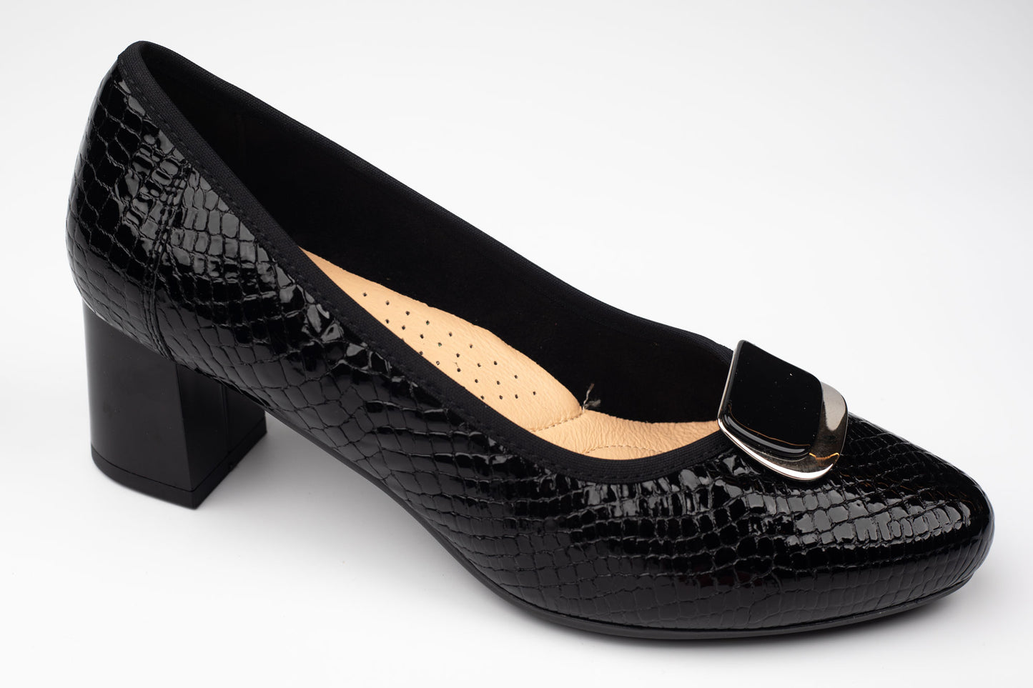 Pantofi damă piele naturală lăcuită croco 1561 N lac croco