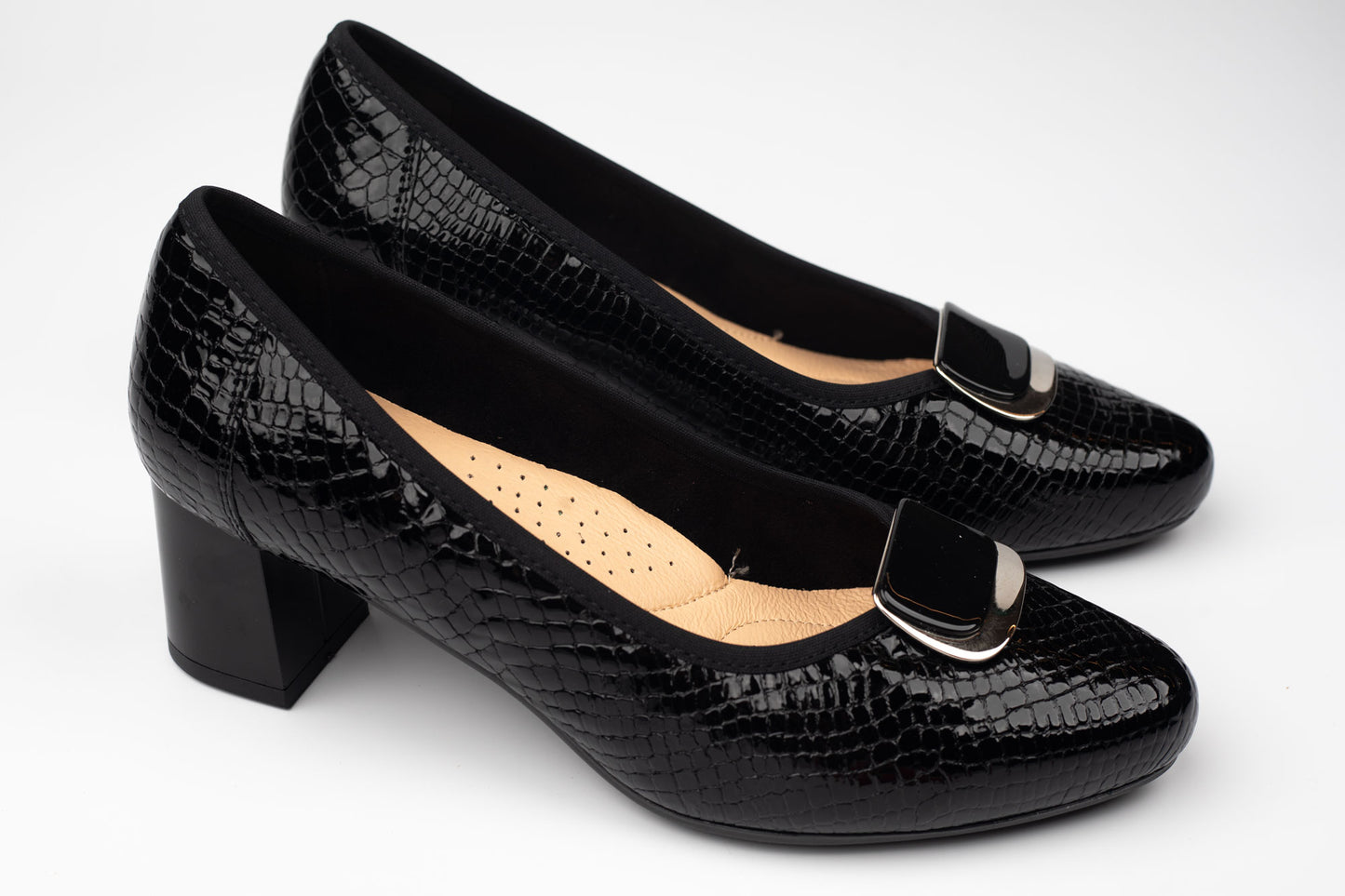 Pantofi damă piele naturală lăcuită croco 1561 N lac croco