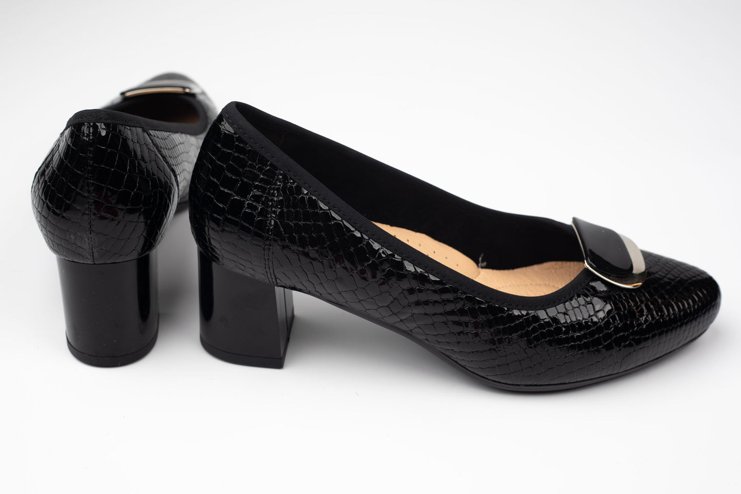 Pantofi damă piele naturală lăcuită croco 1561 N lac croco