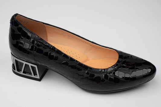 Pantofi damă piele naturală lac croco 1578 N L croco