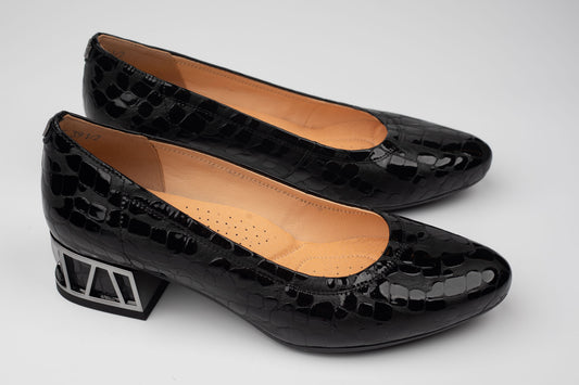 Pantofi damă piele naturală lac croco 1578 N L croco