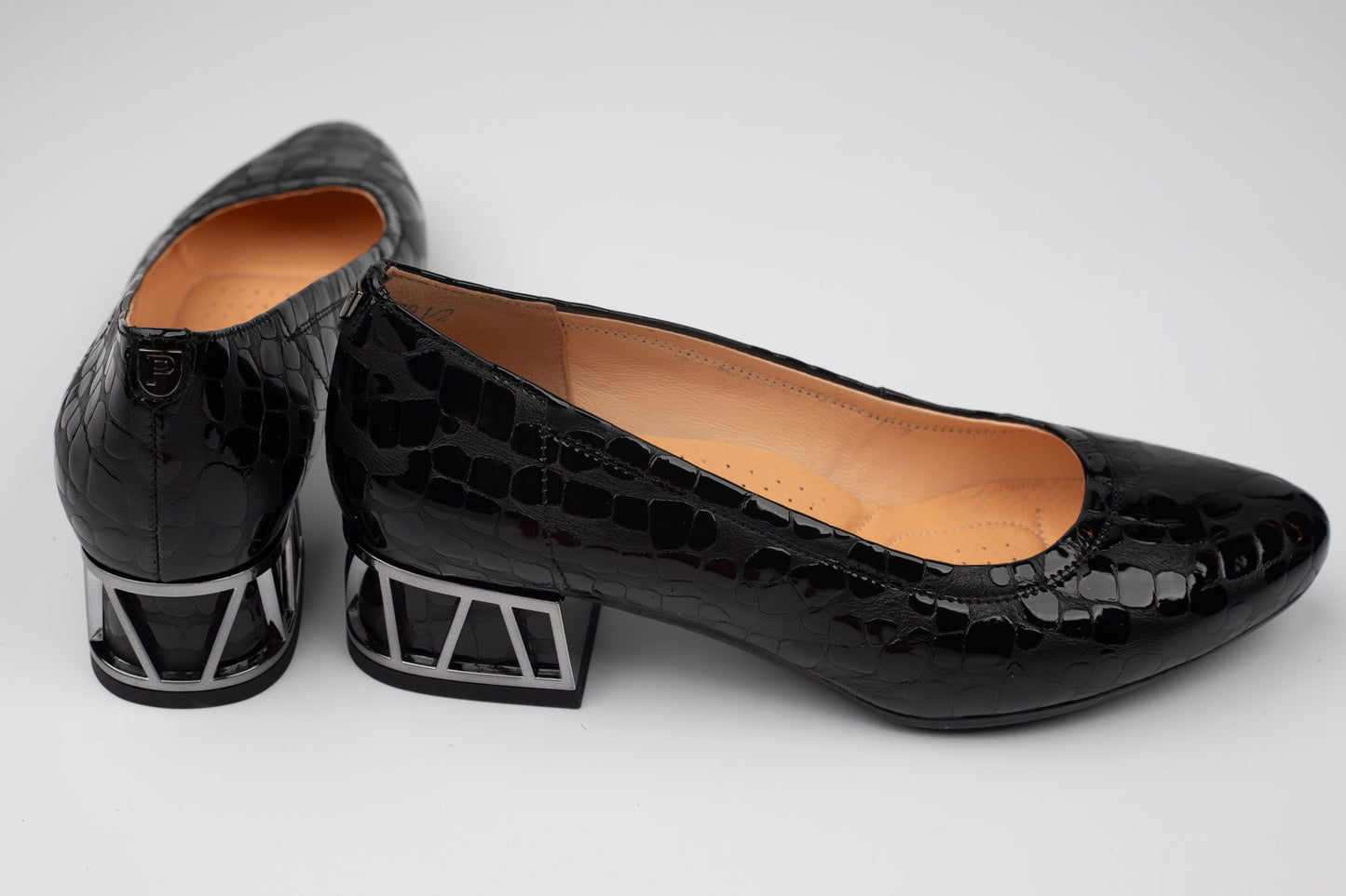 Pantofi damă piele naturală lac croco 1578 N L croco