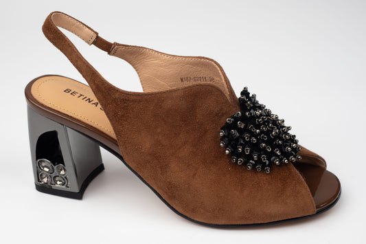 Sandale damă piele naturală întoarsă 2711 Maro vel