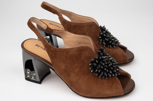 Sandale damă piele naturală întoarsă 2711 Maro vel