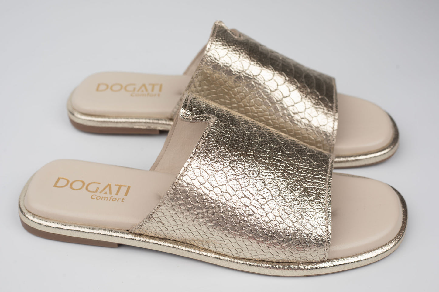Slapi damă piele naturală DOGATI 25027 Auriu (39-42)